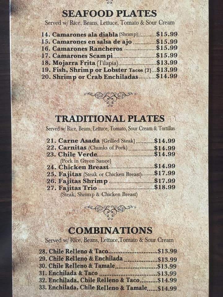 Hortencias at the Cliffhanger - Crestline, CA menu_pic