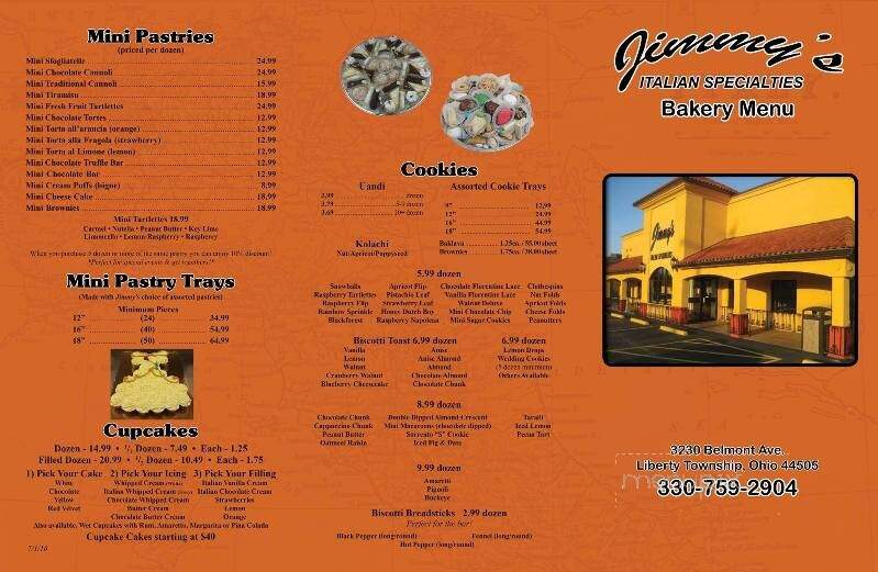 Jimmy's Italian Bakery & Deli - Youngstown, OH menu_pic