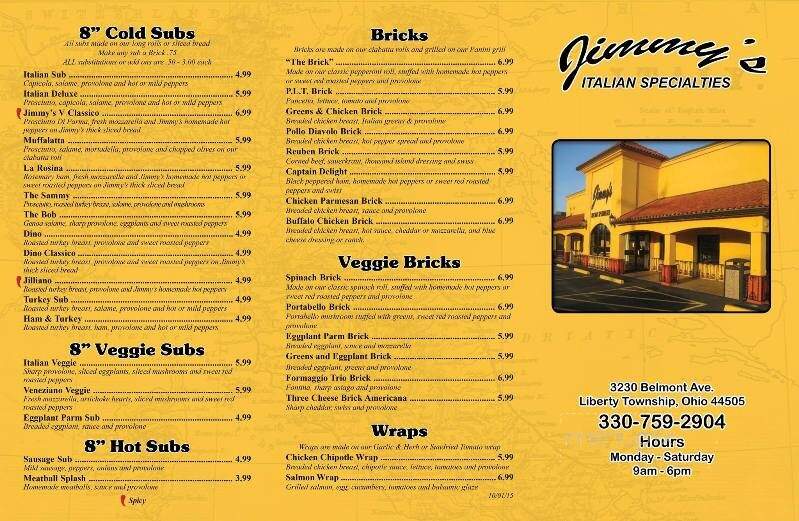 Jimmy's Italian Bakery & Deli - Youngstown, OH menu_pic