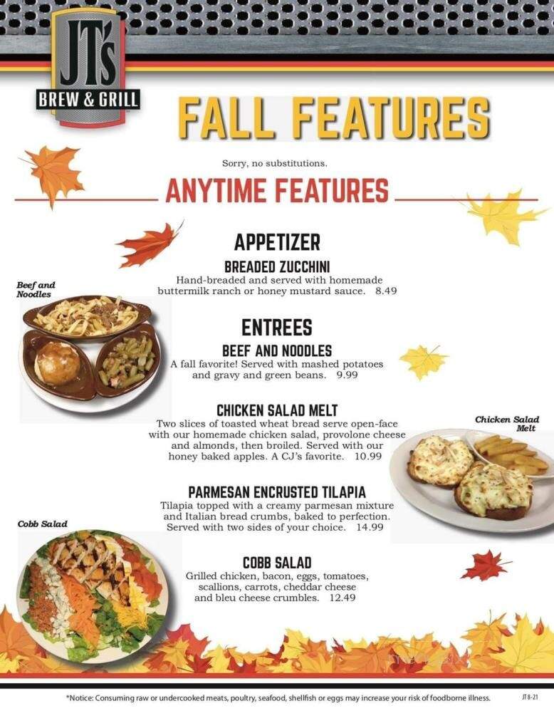 JT's Brew & Grill - St Marys, OH menu_pic