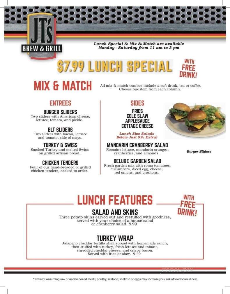 JT's Brew & Grill - St Marys, OH menu_pic