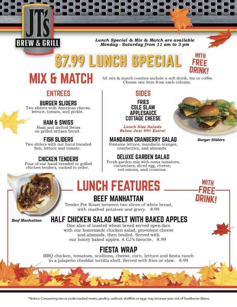 JT's Brew & Grill - St Marys, OH menu_pic