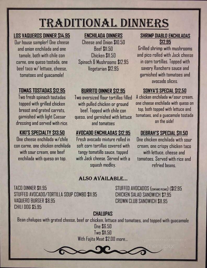 Los Vaqueros West - Willow Park, TX menu_pic