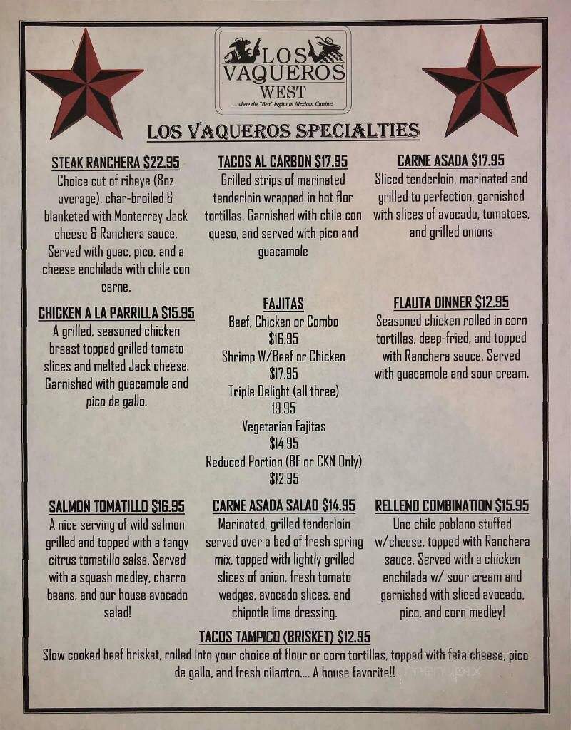 Los Vaqueros West - Willow Park, TX menu_pic