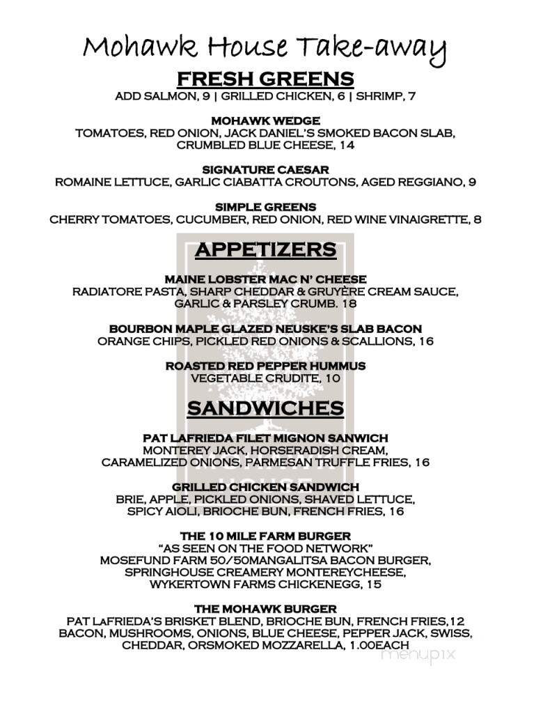 Mohawk House - Sparta, NJ menu_pic
