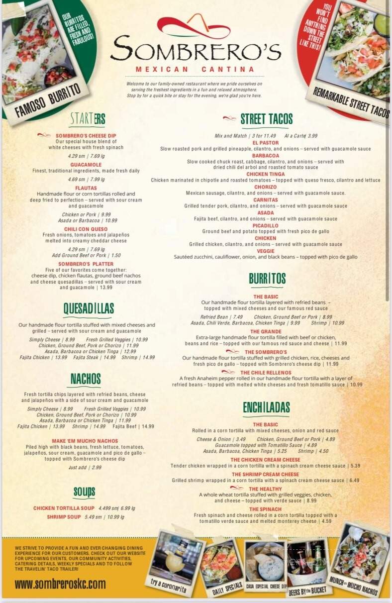 Sombrero's Mexican Cantina - Shawnee, KS menu_pic