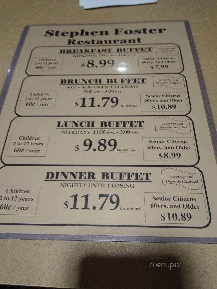 Stephen Foster Restaurant - Bardstown, KY menu_pic