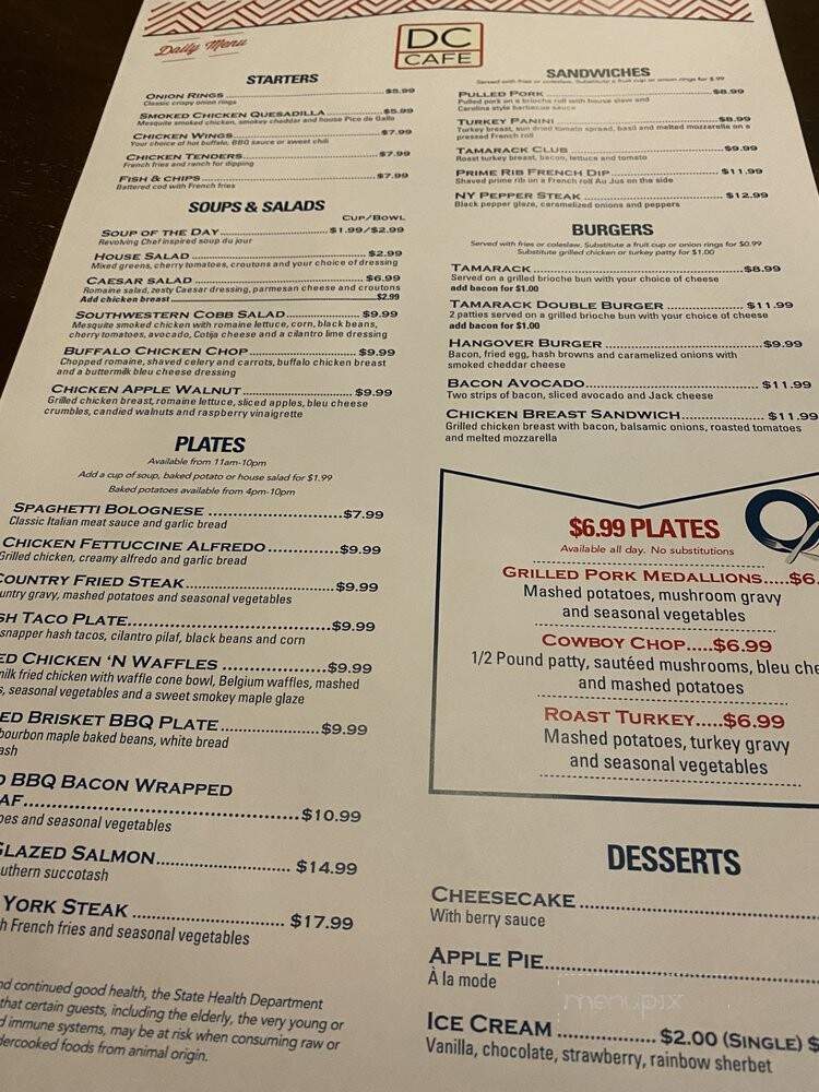 The Dining Car Restauraint at Tamarack Junction Casino - Reno, NV menu_pic