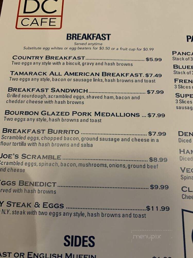 The Dining Car Restauraint at Tamarack Junction Casino - Reno, NV menu_pic