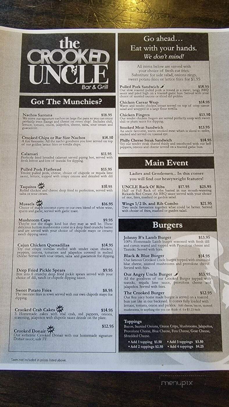 The Crooked Uncle - Oshawa, ON menu_pic