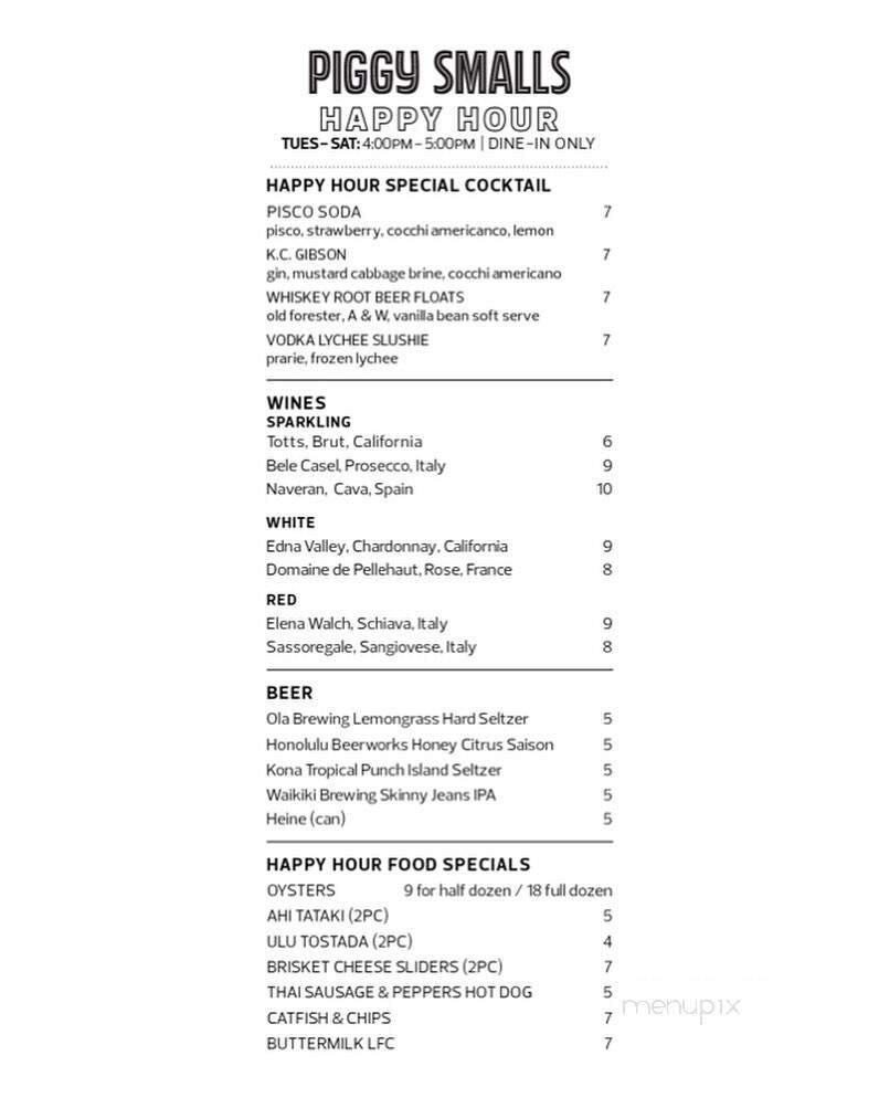 Piggy Smalls - Honolulu, HI menu_pic