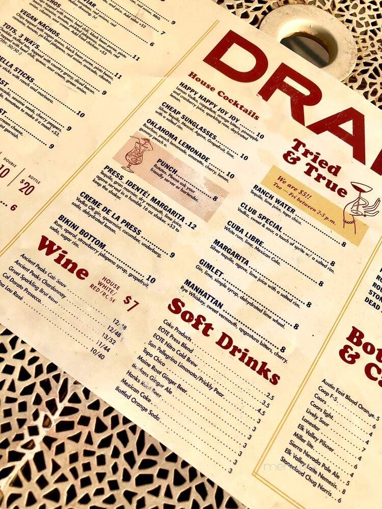 The Press - Oklahoma City, OK menu_pic