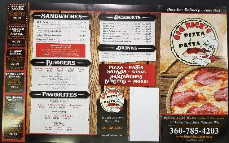 Big Nick's Pizza - Raymond, WA menu_pic