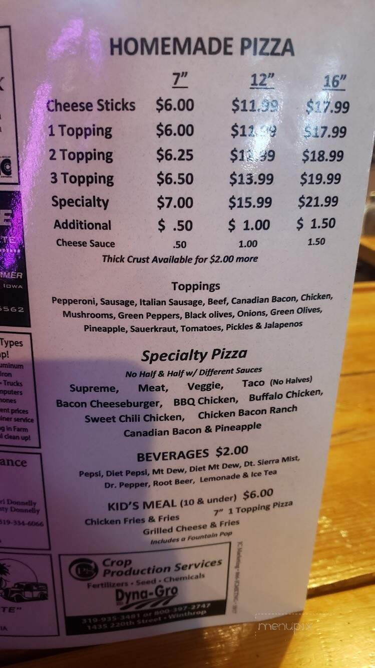 Dundee Bar & Grill - Dundee, IA menu_pic