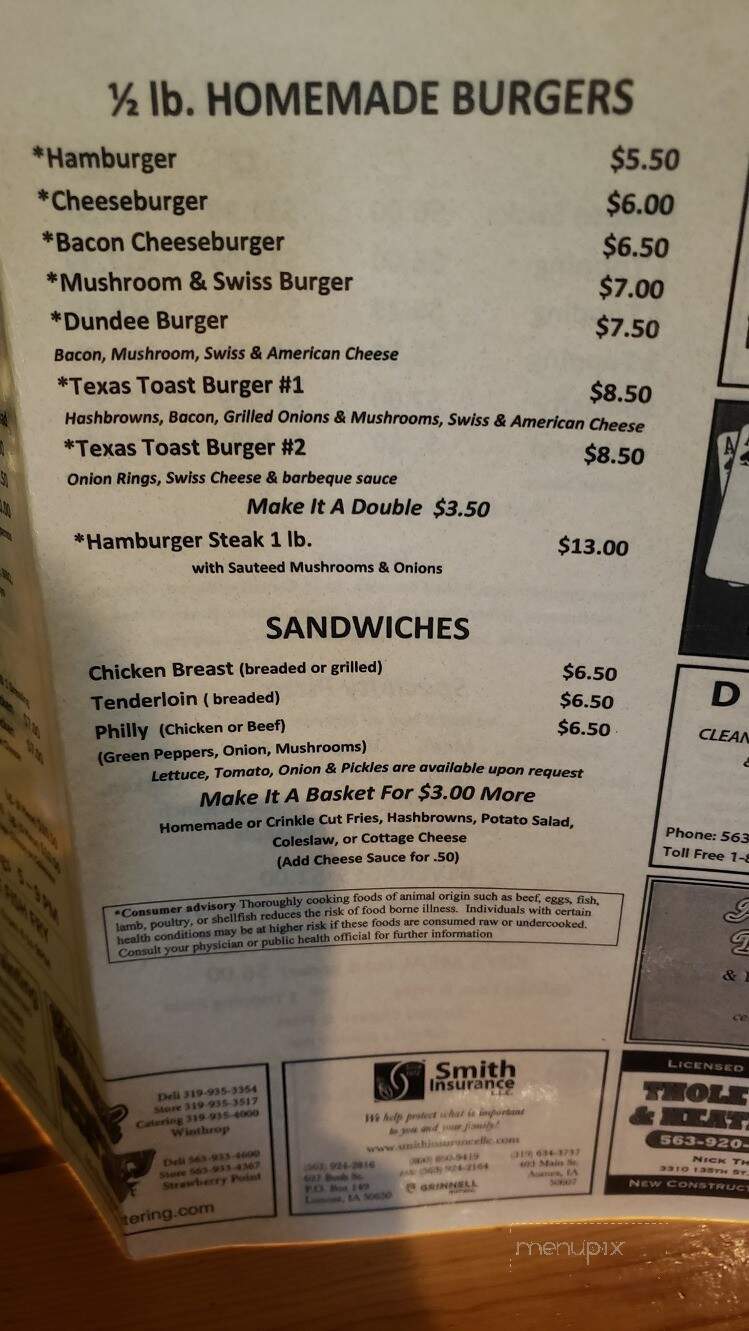 Dundee Bar & Grill - Dundee, IA menu_pic