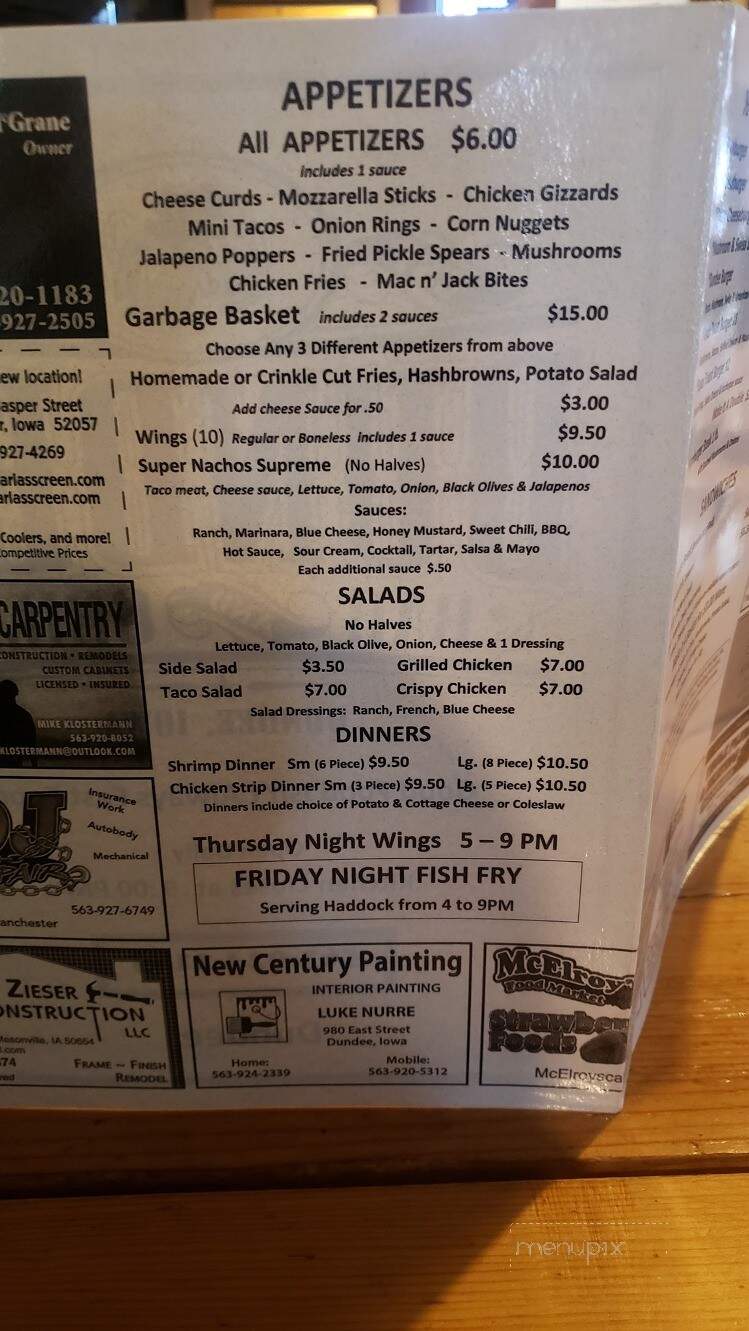 Dundee Bar & Grill - Dundee, IA menu_pic