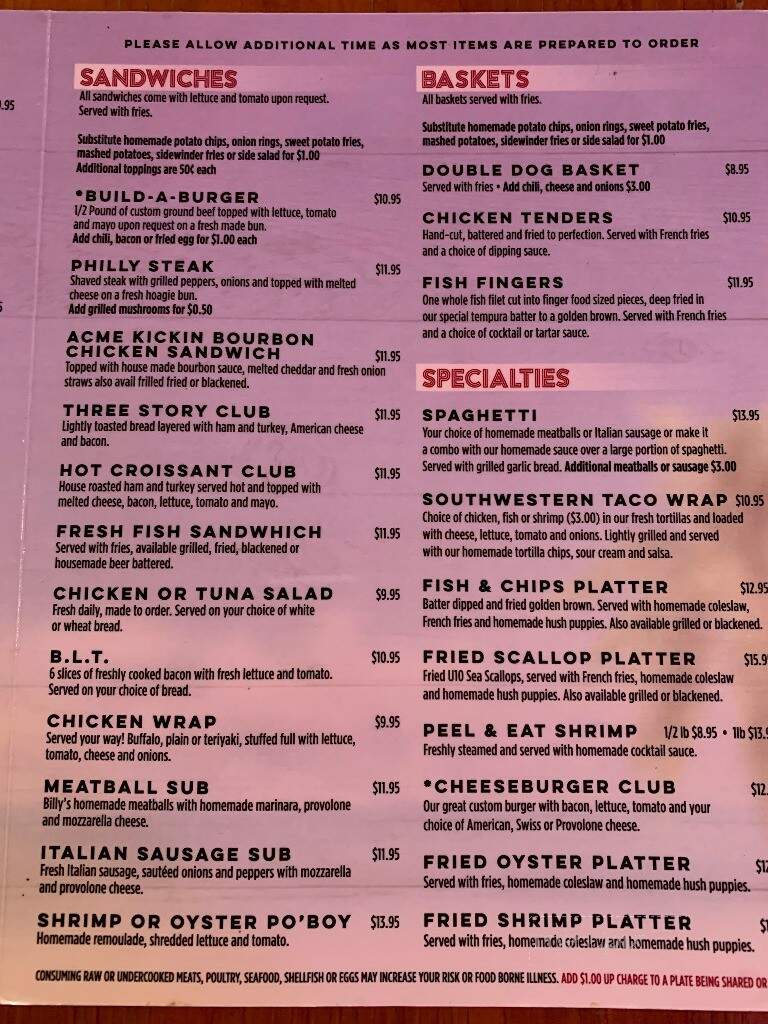Acme Bar And Grill - Murrells Inlet, SC menu_pic