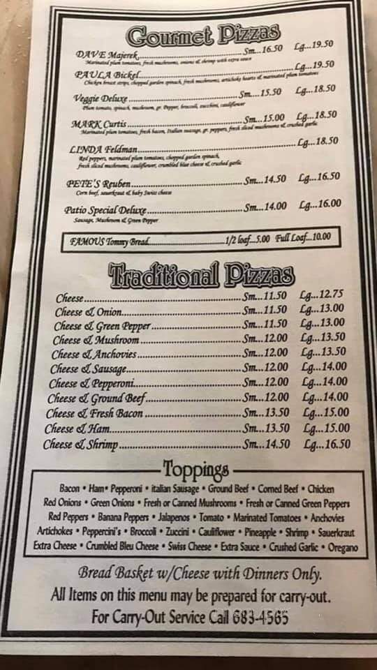 Pete's Patio - Niles, MI menu_pic