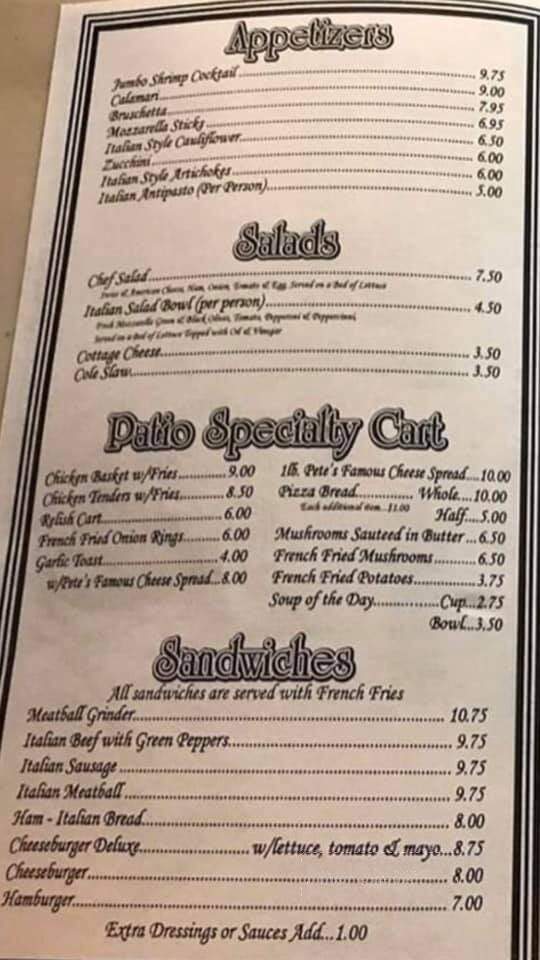 Pete's Patio - Niles, MI menu_pic