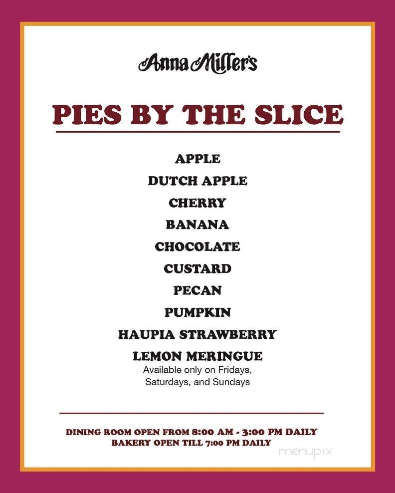 Anna Miller's Restaurant - Aiea, HI menu_pic