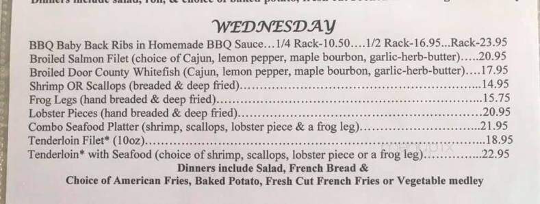 Birmingham Bar & Cottages - Sturgeon Bay, WI menu_pic