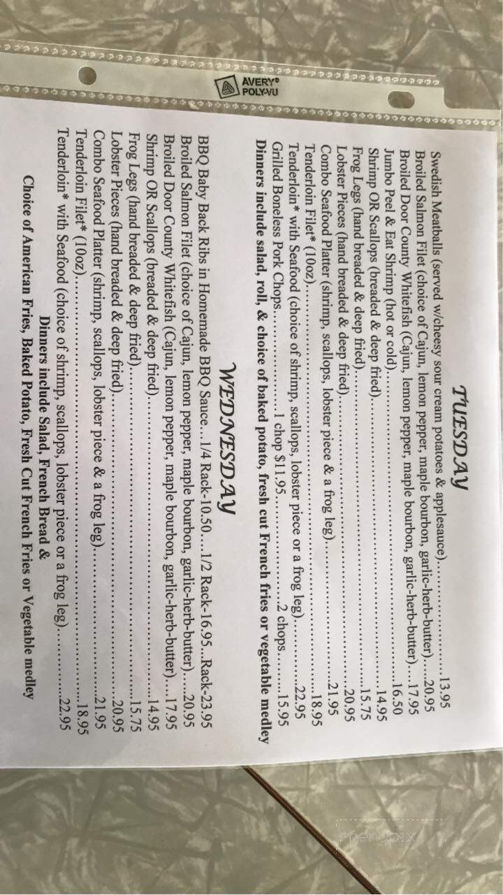 Birmingham Bar & Cottages - Sturgeon Bay, WI menu_pic