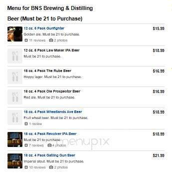BNS Brewing & Distilling Co. - Santee, CA menu_pic