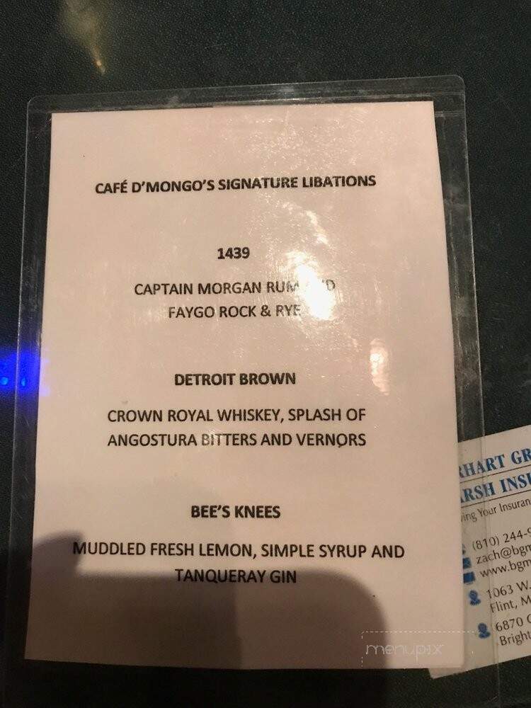 Cafe D'Mongo's Speakeasy - Detroit, MI menu_pic