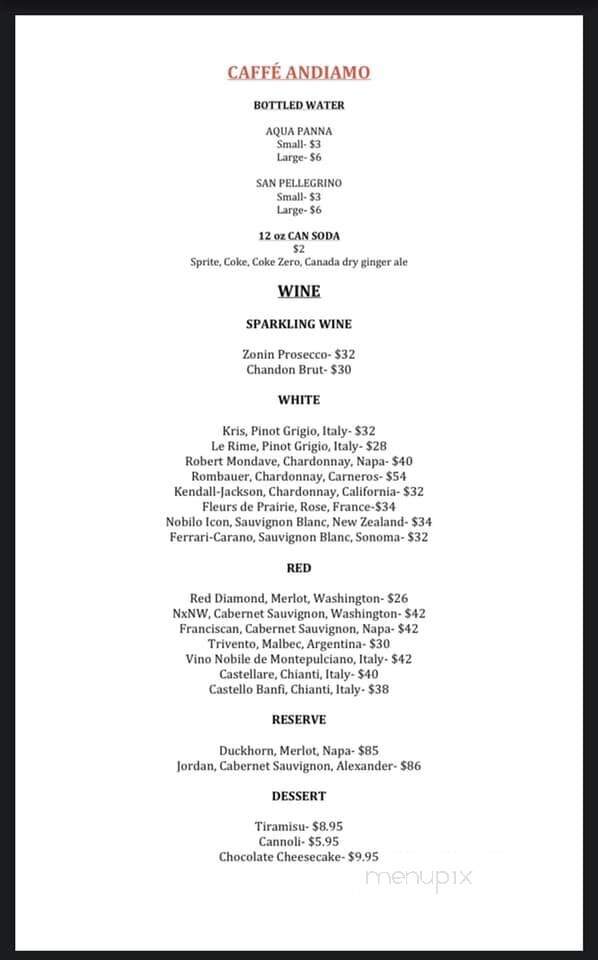 Cafe Andiamo - Ponte Vedra Beach, FL menu_pic