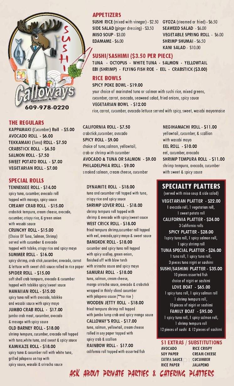 Calloway's Restaurant & Bar - West Creek, NJ menu_pic