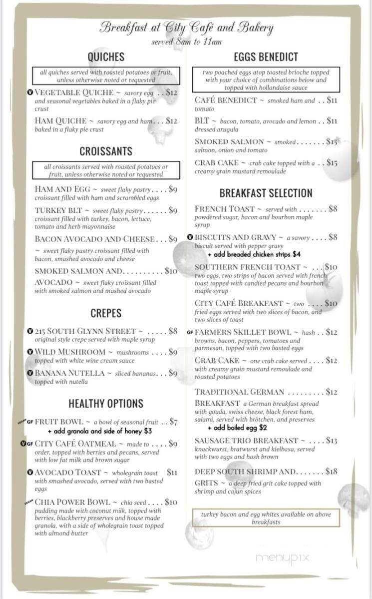 City Cafe & Bakery - Fayetteville, GA menu_pic