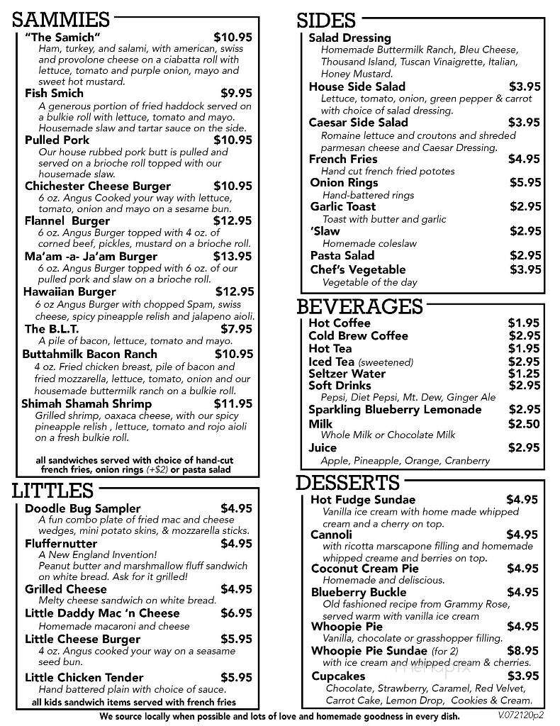 Flannel Tavern - Chichester, NH menu_pic