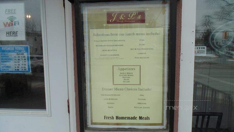 J & P's Family Restaurant - Bath, ON menu_pic