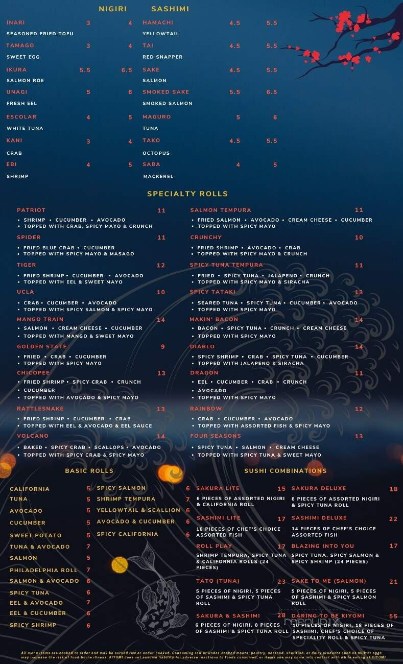 Kiyomi - Chicopee, MA menu_pic