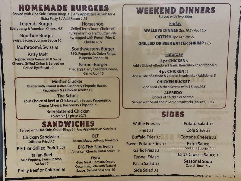 Legends - Erie, IL menu_pic