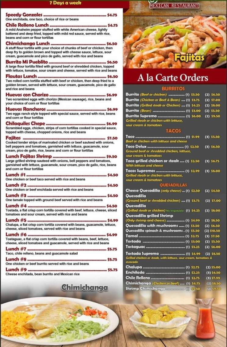 Mi Pueblito Mexican Restaurant - Hot Springs, AR menu_pic