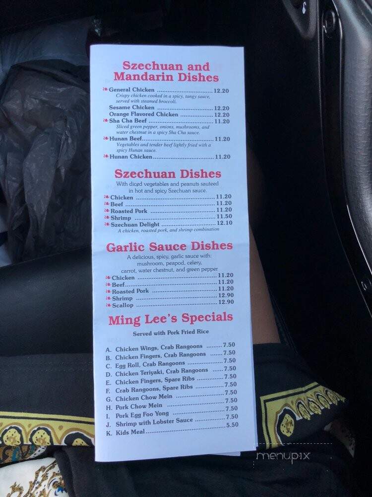 Ming Lee Chinese Restaurantmenu - Waterville, ME menu_pic