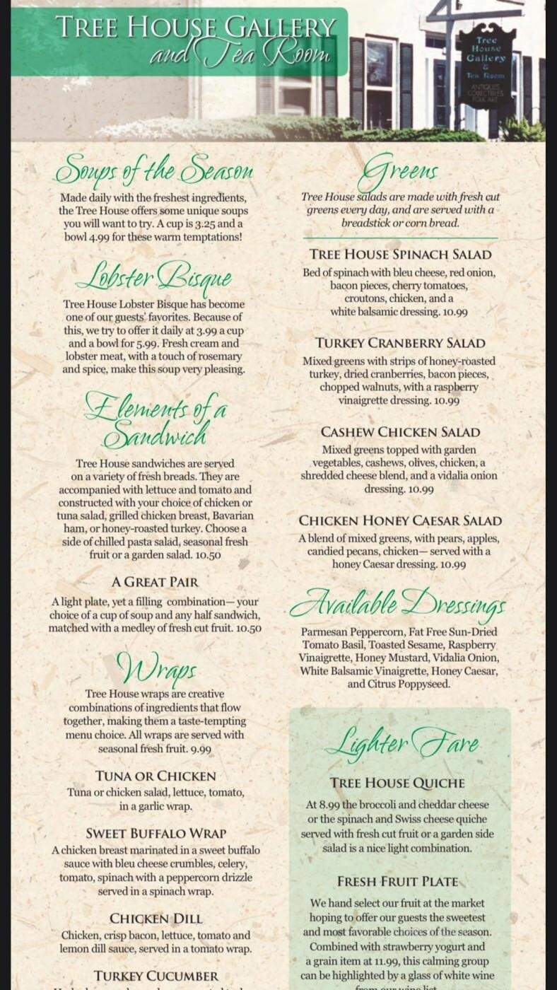 Tree House Gallery and Tea Room - Avon, OH menu_pic