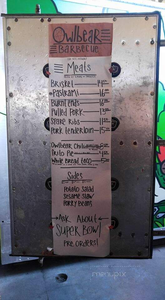 Owlbear Barbecue - Denver, CO menu_pic