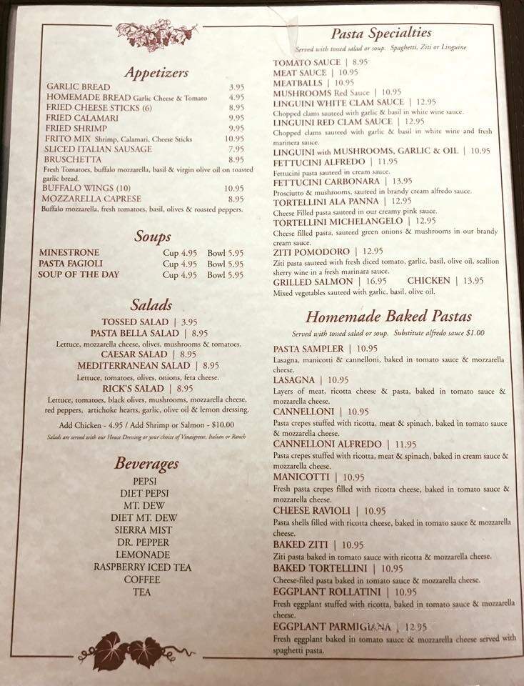 Pasta Bella - Mason City, IA menu_pic