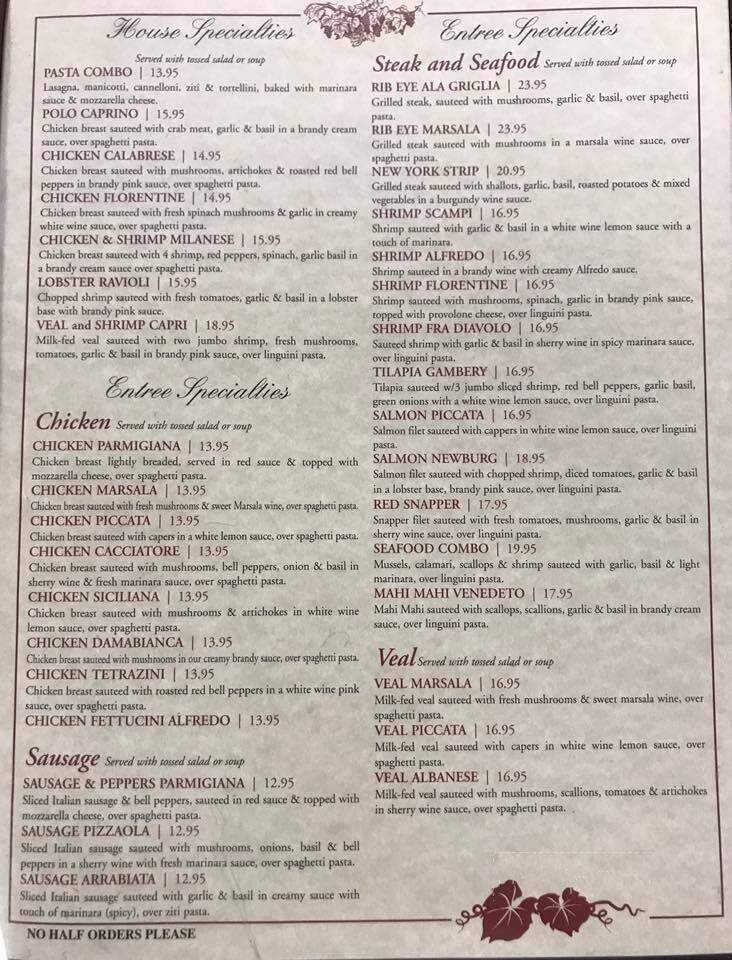 Pasta Bella - Mason City, IA menu_pic