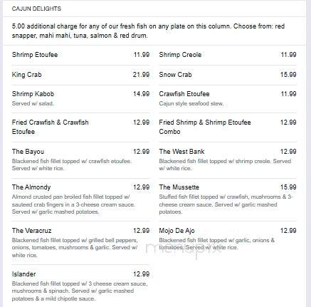 Pelican Station Restaurant - Port Isabel, TX menu_pic