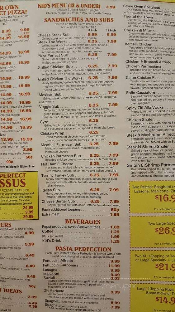 Pizza Perfect On Main - Marion, VA menu_pic