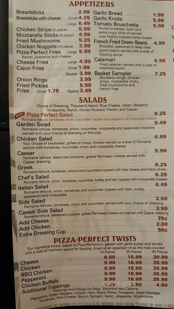 Pizza Perfect On Main - Marion, VA menu_pic