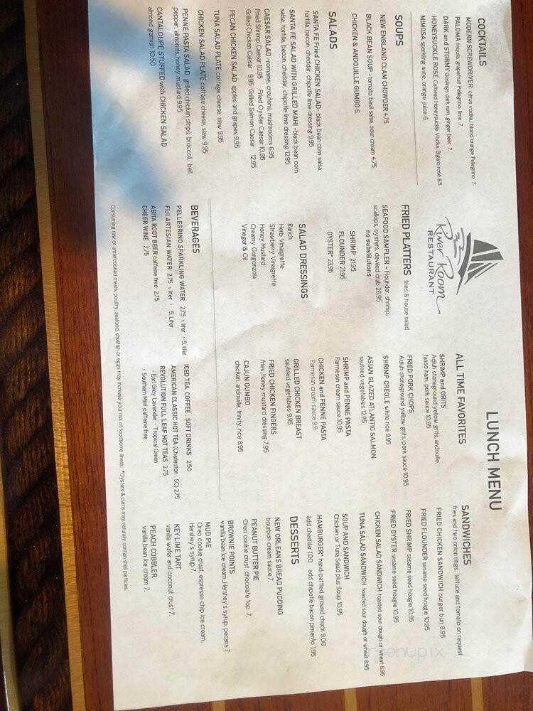 River Room Restaurant - Georgetown, SC menu_pic