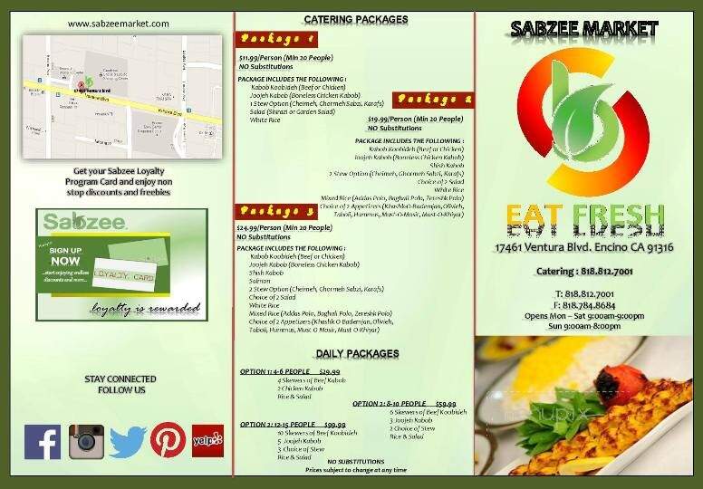 Sabzee Market - Encino, CA menu_pic