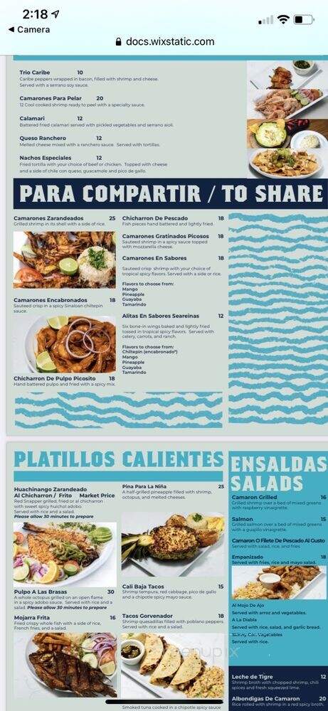 Seareinas - Austin, TX menu_pic