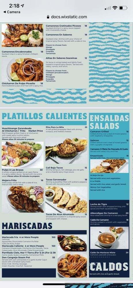 Seareinas - Austin, TX menu_pic