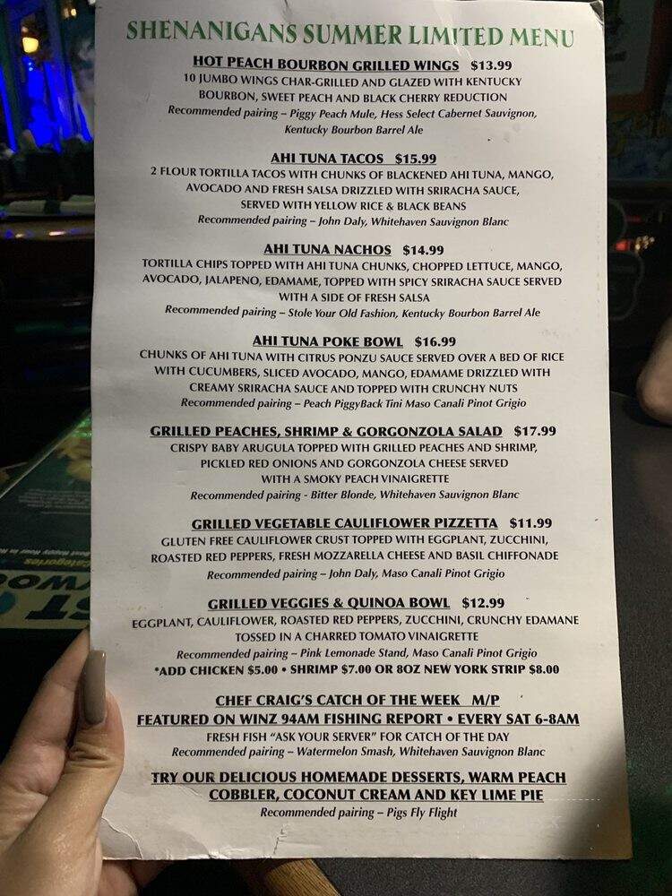 Shenanigans Sports Pub - Hollywood, FL menu_pic