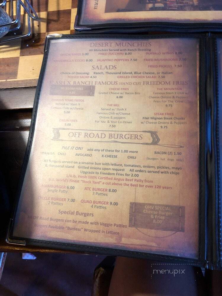 Slash X Cafe - Barstow, CA menu_pic